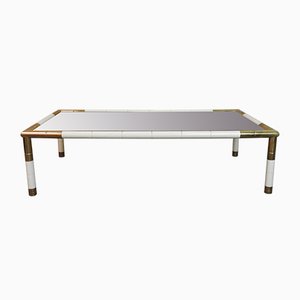 Rectangular Brass and Smoked Glass Coffee Table from Banci, 1970s