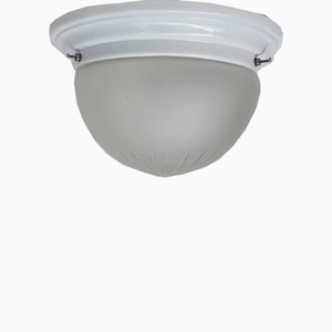 Cúpula Art Déco vintage de vidrio satinado con lámpara de techo con forma de estrella