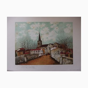 Lithographie de Maurice Utrillo (after), Suburban Church, Signed Lithograph