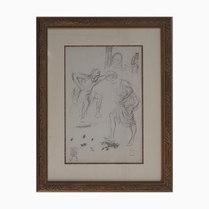 Théophile, Alexandre Steinlen, the Chase of the Bedbugs, Signierte Zeichnung