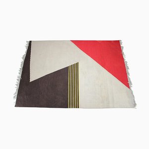 Geometrischer Mid-Century Kilim Teppich im Stil von Antonín Kybal, 1950er