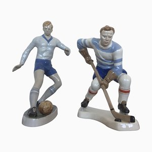 Figurine in porcellana da calcio e da giocatore di Dux, anni '40, set di 2