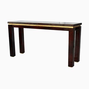 Italian Goatskin Tobacco Console Table by Aldo Tura, 1970s