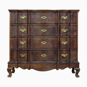 Large 19th Century Danish Baroque Revival Oak Chest of Drawers