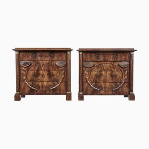 Commodes de Secrétaire Biedermier 19ème Siècle en Acajou, Set de 2