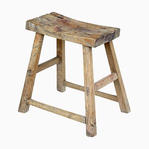 Tabouret Rustique du 19ème Siècle en Bois Dur, Chine