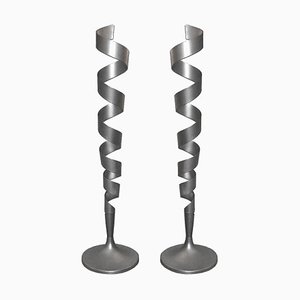 Modernist Spiral Floor Lamps, Set of 2