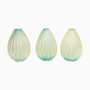 Vases Ribboned en Verre Soufflé, 1960s, Set de 3