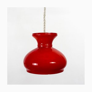 Red Opaline Glass Ceiling Lamp