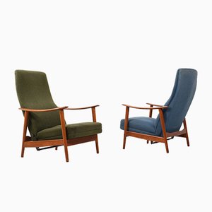 Fauteuils Inclinables Mid-Century en Teck, Danemark, 1960s, Set de 2