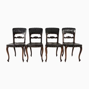 Antique Rococo Dining Chairs, 1880s, Set of 4