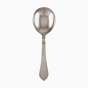 Hammered Sterling Silver Serving Spoon by Georg Jensen, 1940s