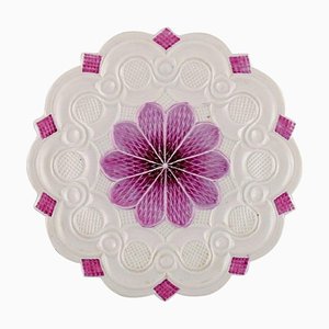 Assiette Antique Meissen avec Motif Floral et Décoration Violette, 19ème Siècle