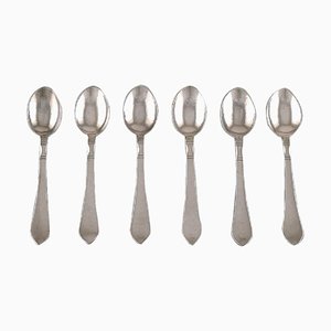 Georg Jensen Continental Teaspoons in Hammered Sterling Silver, 1940s, Set of 6