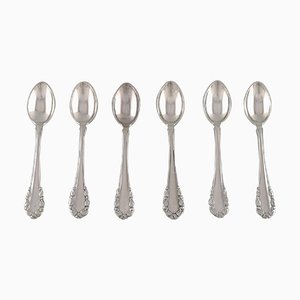 Antique Georg Jensen Lily of the Valley Coffee Spoons in Silver, Set of 6