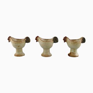 Lisa Larson for Gustavsberg Glazed Ceramic Egg Cups from the Easter Series, 1982, Set of 3