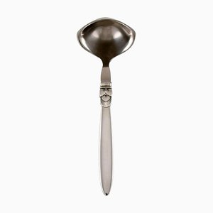 Georg Jensen Cactus Sauce Spoon in Sterling Silver and Stainless Steel, 1940s
