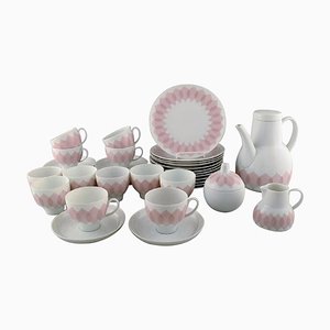 Bjørn Wiinblad for Rosenthal Pink Lotus Porcelain Coffee Service, 1980s, Set of 39