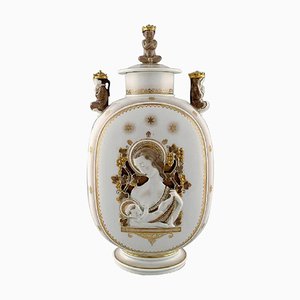 Royal Copenhagen Lidded Art Deco Jar with the Virgin Mary and the Jesus Child, 1920s