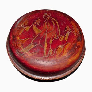 Geschnitzte Vintage Holzkiste