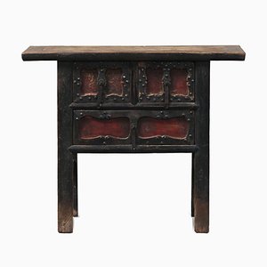 Chinese Elm Temple Table with 3 Drawers