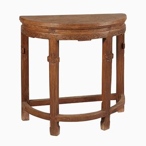 Antiker halbmondförmiger Tisch aus Ulmenholz