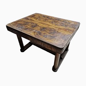 Mesa de comedor italiana rectangular con chapa de madera de brezo, años 40