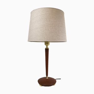 Lampada da tavolo Mid-Century in teak ed ottone di Göteborgs Armaturhandverk, Svezia, anni '50