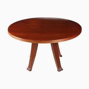 Italian Round Walnut Round Top with Grooved Edge and Slashed Legs, 1940s