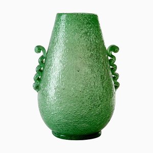 Green Blown Murano Pulegoso Glass from Seguso, 1934