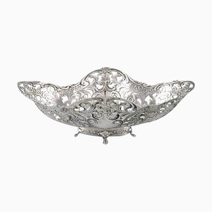 Antique Ornamental Silver Bowl on Feet, 1900s