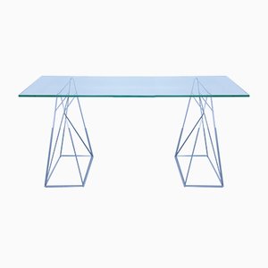 Vintage Glass and Steel Console Table