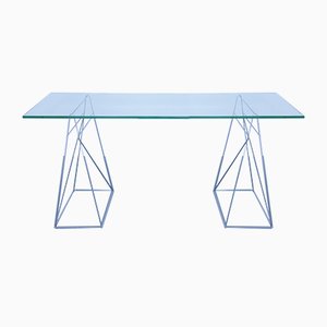 Vintage Glass and Steel Console Table