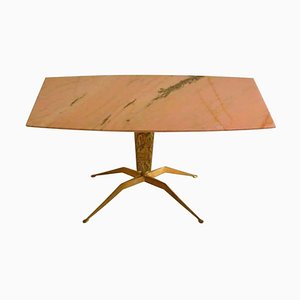 Table Basse en Marbre et Bronze Attribuée à Duilio Dubè Barnabé, Italie, 1950s