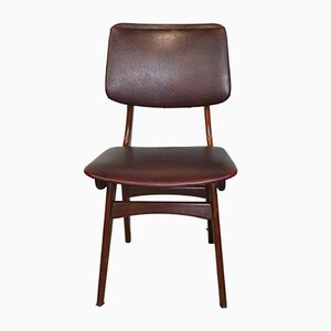 Maroon Leatherette Chairs by Louis van Teeffelen, 1960s, Set of 4