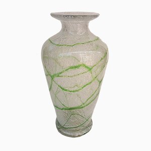 Vintage Foam Glass Vase with Green Thread Decor by Johann Lötz Witwe for Spiegelau