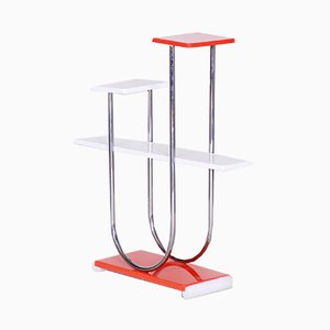 Bauhaus Czech Chrome and Lacquered Wood Flower Stand from Slezak, 1930s