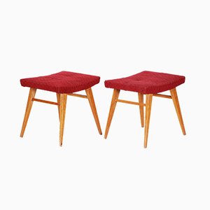 Mid-Century Hocker aus Rotem Buchenholz, 1960er, 2er Set