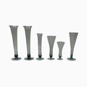 Tourmaline Glass Vases by Wilhelm Wagenfeld for WMF, 1950s, Set of 6