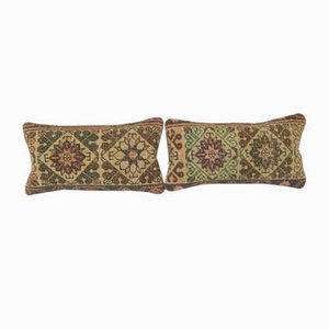Decorative Turkish Lumbar Rug Cushion Covers, Set of 2