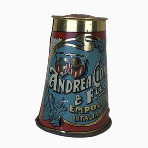Vintage Dose in Blau & Burgund mit Andrea Cioni Logo, Empoli Olivenöl, Italien, 1950er