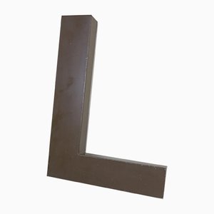 French Letter L in Brown Metal, 1960s