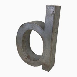 Letter D in Molded Metal, Italy, 1970s