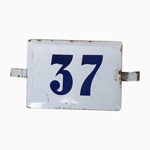 Number 37 Sign in White and Blue Enamel, 1970s