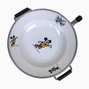 Plato de cocina de Walt Disney Mickey Mouse de cerámica y aluminio, años 60