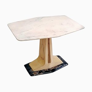 Mesa de centro Mid-Century de pergamino con superficie y base de mármol, 1959