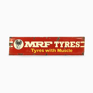 Insegna pubblicitaria MRF Tyres smaltata, anni '50