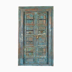 Holztür mit Blauer Patina, 1920er