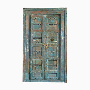 Porte en Bois avec Patine Bleue, 1920s