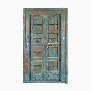 Wooden Door with Blue Patina, 1920s